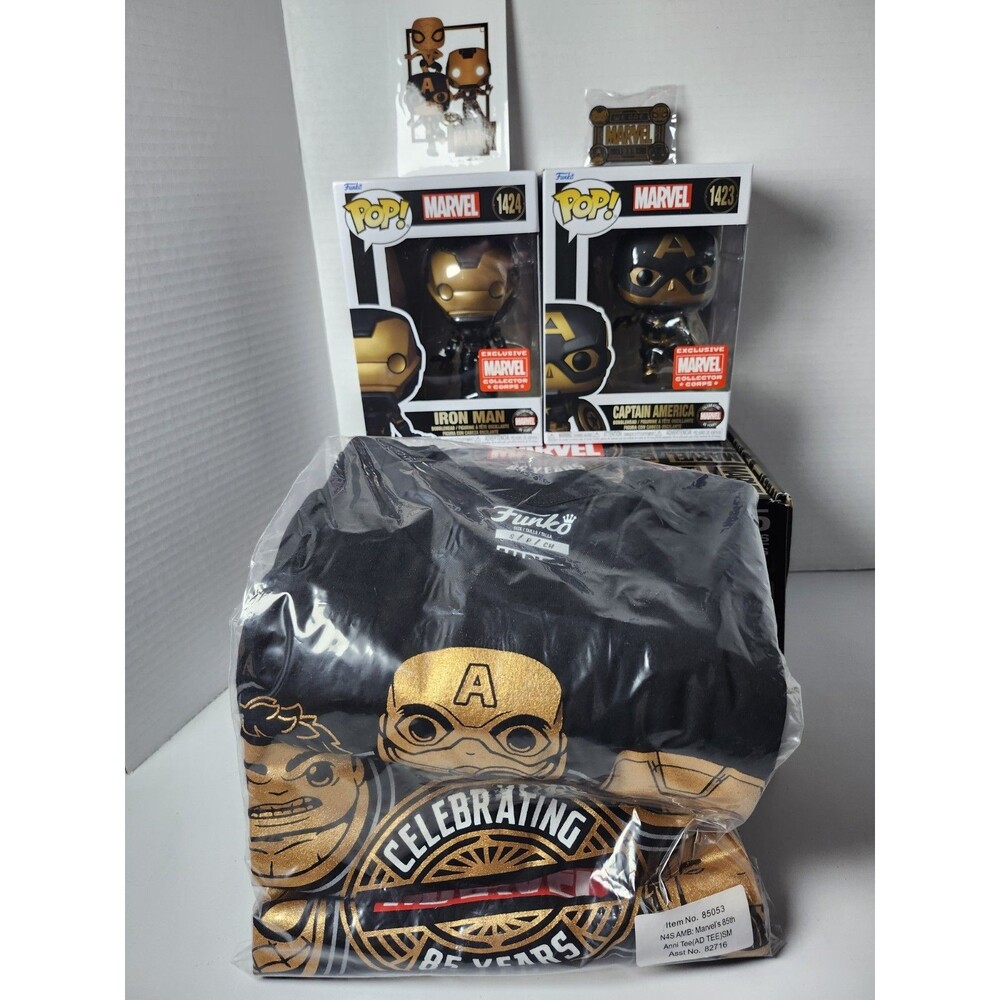 Funko Marvel Collector Corp Marvel’s 85th Anniversary Size Small Shirt 5 Piece's